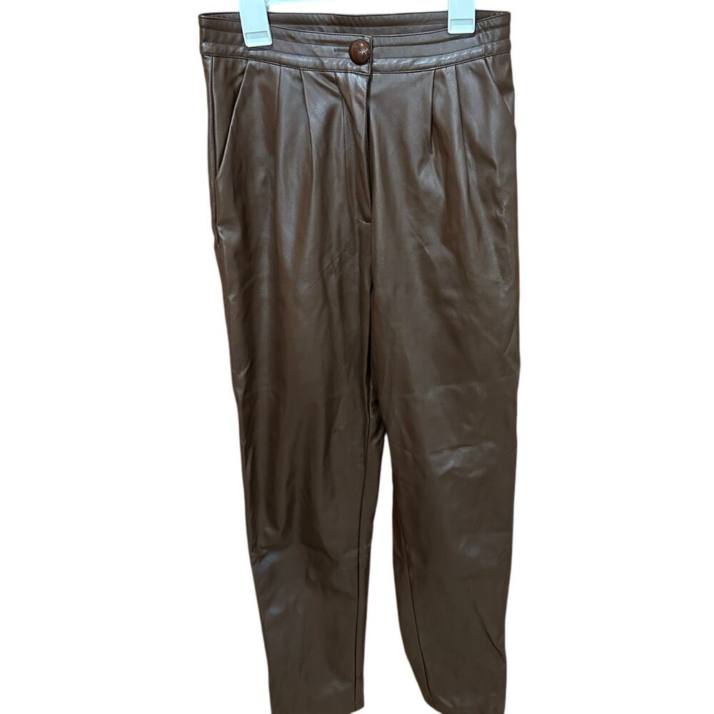 Princess Polly Love Club Brown Faux Leather Pants - Sz 2